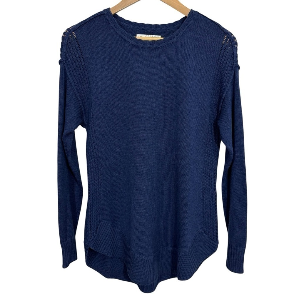 Aventura Pima Cotton/Merino Wool Knit Sweater Womens S Navy Blue Minimalist EUC